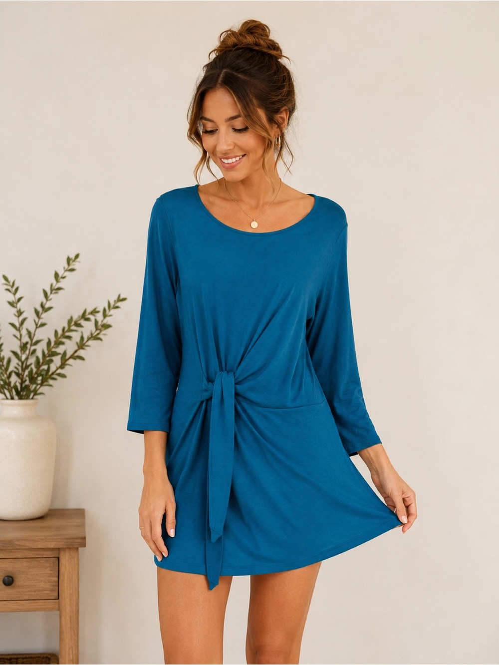 Liz Claiborne Teal Side Tie Knit Dress XL